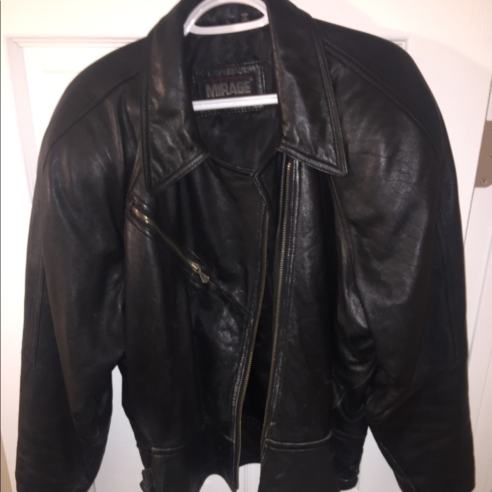 Vintage Black leather bomber jacket